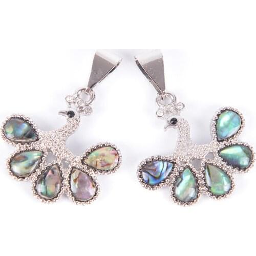 Pendants&Necklace Peacock Shape Pendant Water Drop Natural Abalone Shell Statement Zircon Charm Jewelry For Women Gift D916