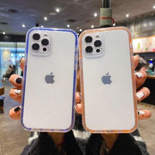 Sumkeymi Color Mix Transparent Bumper Phone Case For iPhone 11 12 Pro Max Mini XR XS Max X 7 8 Plus Shockproof Silicone Cover