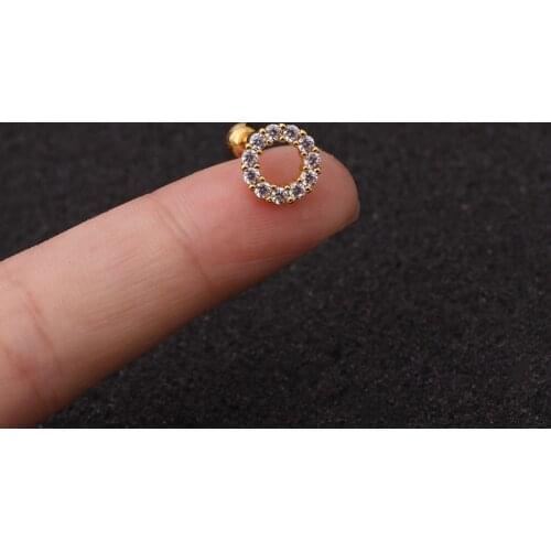 Brief Screw-back Stud Earrings Circle Trangle Bling Crystal Zircons Beauty And Fashion For Women Girls