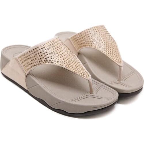 Women shoes Summer Fashion Genuine Leather Woman Non-slip Flip Flops Wedges Sandals Female Platform Beach Shoes Free Shipping