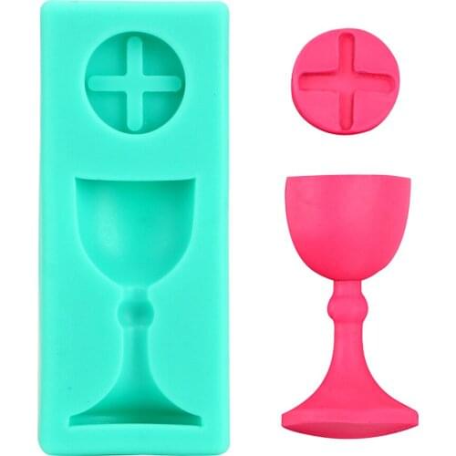 DIY Silicone Mold Chocolate Candy Sugar Mold Romantic Cake Baking Baptism Trophy Communition Cup Cake Tool Kitchen Accessories