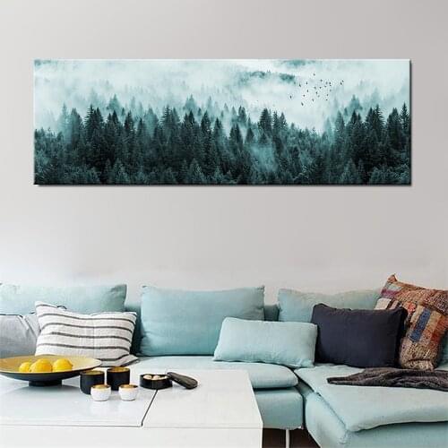 Nordic Decoration Forest Lanscape Wall Art Canvas Poster and Print Canvas Painting Decorative Picture for Living Room Home Decor