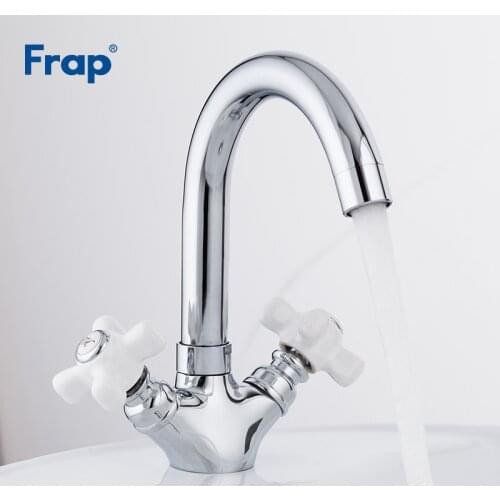 Frap Deck Mounted Basin Faucet Dual Handle Bathroom Chrome Finished Sink Faucets Hot and Cold Water Mixer Tap torneira F1318