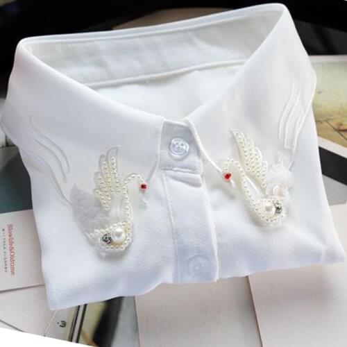 Shirt super exaggerated fake collar shirt sweater collier femme Autumn winter European root yarn pearl swan chain crystal shirt
