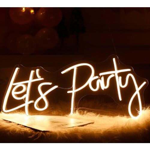 Lets Party Birthday Gift LED Neon Light Signs Decoration Room Birthday Party Wedding Decoration Background Lighting Wall Decor