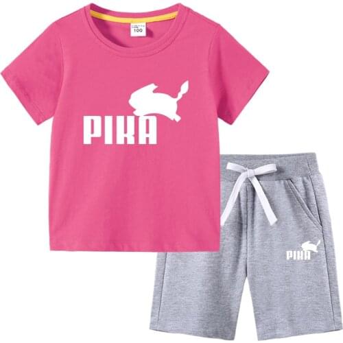 Takara Tomy Pokemon Go Baby Boys Cotton T-shirt Pants Girls Clothing Set Pikachu Sports Suits Children Clothes Kids Outfits