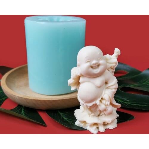 TS0213 PRZY 3D Buddha Moulds Molds Silicone Maitreya Smiling Buddha Candle Soap Mold Clay Resin Moulds
