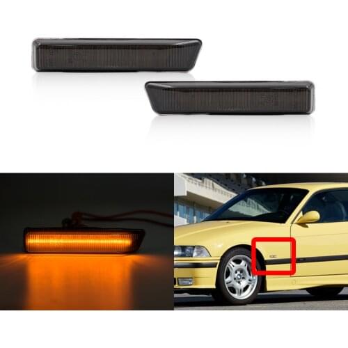 Smoked Amber Turn Signal Indicator Blinker Led Side Marker Light For BMW 3 Series E36 M3 LCI 318i 323i 328i 96-99 X5 E53 00-06