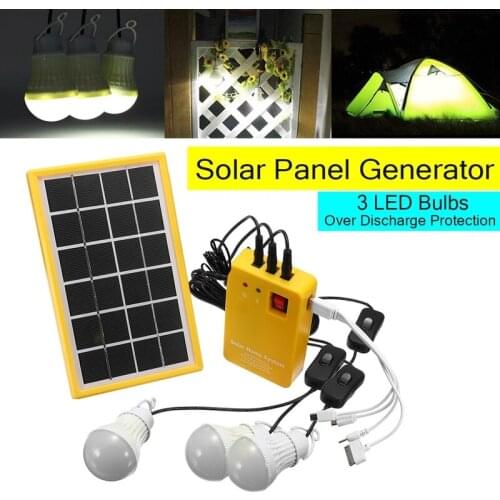 Outdoor Portable Solar Panel Electric Generator 3 LED Bulb Power System Kit Electric Generator 3LED Bulb Power System Set