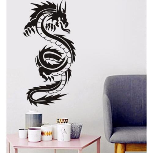 Vintage Chinese Dragon Silhouette Wall Stickers Hot Selling For Teens Boys Room Vinyl Wall Art Decals Stickers Muraux SA133B