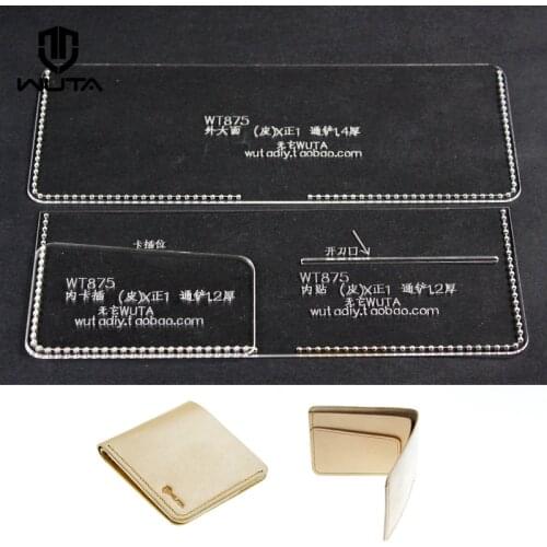 WUTA 875 Leather Craft Wallet Template Acrylic Clear Cutting Tools Pattern Set Model for Easy to DIY Making Short Wallet Purse