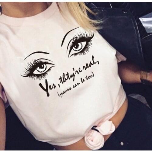 YES They're Really Eyes Printed Funny T-Shirts Best Friends Tees Women T Shirt big eyes graphic women fashion tees tumblr tops
