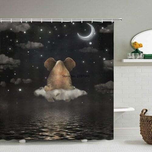 Elephant Bath Curtain Waterproof Shower Curtains Polyester Fabric Cartoon Child Printed Bath Screen for Bathroom Home Decor