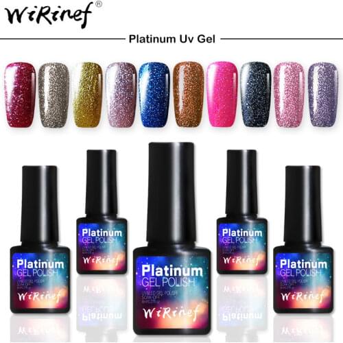 WiRinef Factory Perfect Platinum Long Lasting Chrome Gel Nail Polish 8ml Nail Manicure Glitter Bling Color Gel Nail Varnish