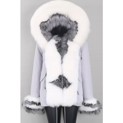 2021 New Fashion Womens Coat Natural Fox Fur Hood Casual Wear Quality Winter Jacket Real Fur Parka