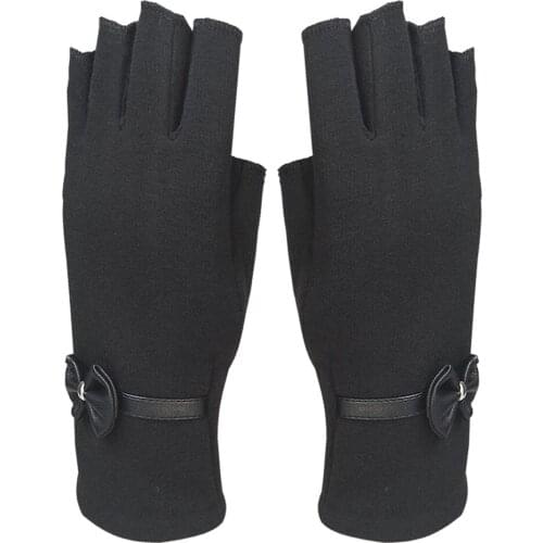 1 Pairs/2pcs Women Driving Cotton Gloves Winter Fingerless Half Gloves