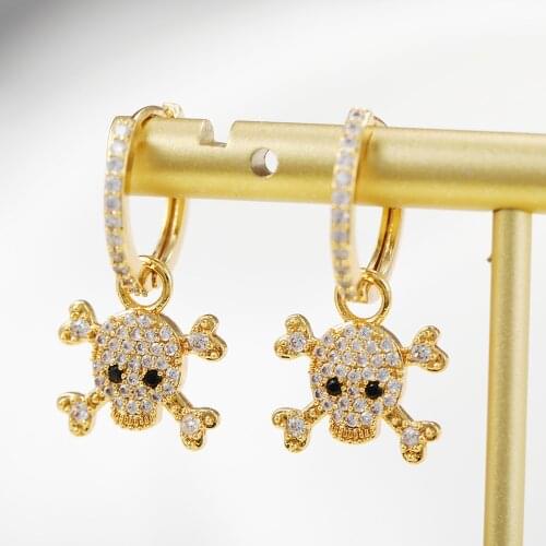 Stainless Steel Skull Earrings Halloween Gold Plated Hoops Huggie Earrings for Women Piercing Aretes Pendientes Brincos