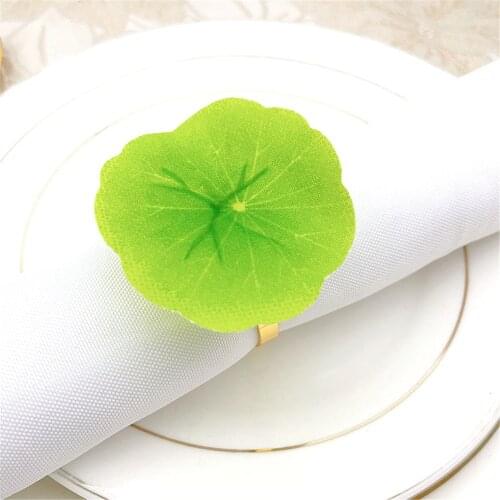 12pcs new hotel simulation lotus leaf napkin buckle green napkin ring napkin ring mouth napkin ring factory direct sales free sh