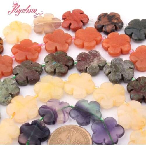 20mm Coin Flower Rhodonite Fluorite Crystal Agates Natural Stone Beads For DIY Necklace Bracelet Earrings Jewelry Making 15"