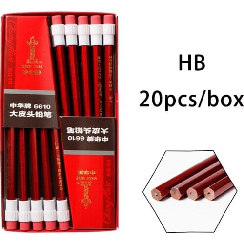 20pcs/set HB Wood-cased Pencil Children Student Stationery Smooth Writing Pencils with Eraser Top School Office Supplies