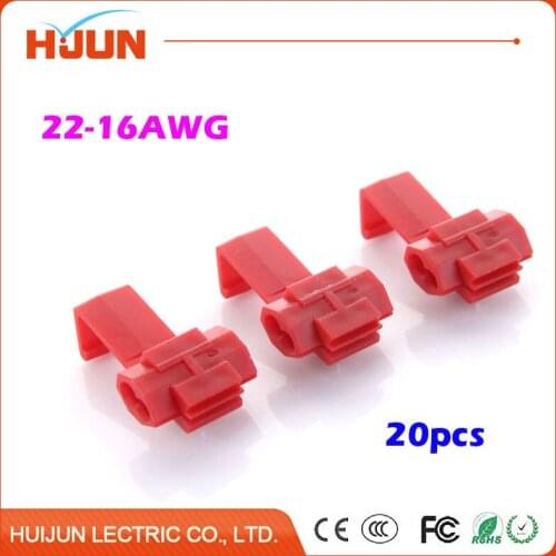 20pcs/lot Red Scotch Lock Quick Splice Connector Cable Joiner Crimp Terminal Soft Wire 0.5-1.5mm2 22-16AWG