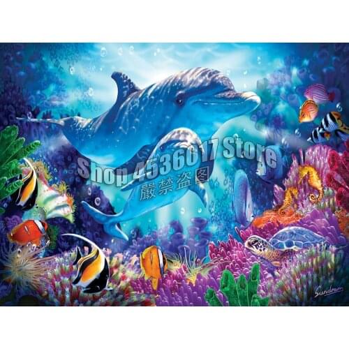 5D DIY Diamond Embroidery Dolphin Guardian animals Diamond Mosaic Full Square Diamond Painting Kit Home Decor Gift Christmas