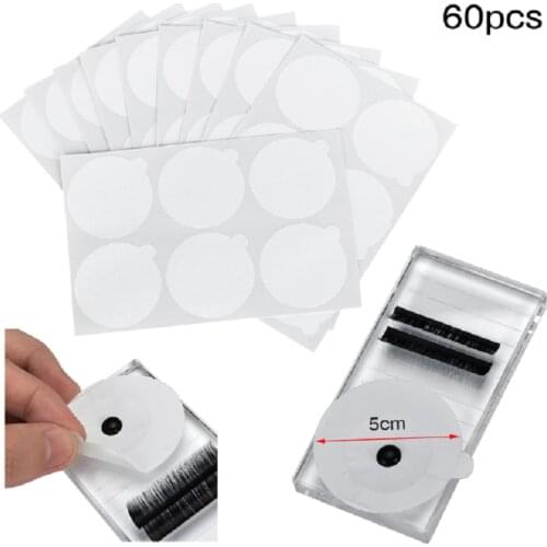 60pcs Disposable Eyelash Glue Holder Pallet Paper Eyelash Extension Glue Holder Pad Sticker Jade Stone Grafted Lash Makeup Tool