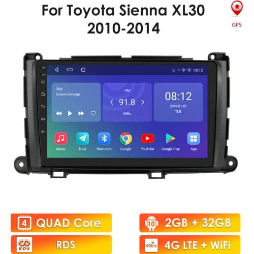 Android 10 2G+32G Car Gps Player for Toyota Sienna 2010 2011 2012 2013 2014 Stereo Radio 2 Din Head Unit 9" Media Navigation