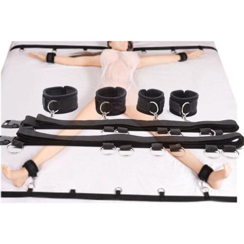 BDSM Bondage Restraint Handcuffs Wrists & Ankle Cuffs For Sex Under Bed Adult Sex Toys For Woman Couples Games Strap Bondage Set