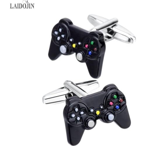 LAIDOJIN Black Remote Control Shape Cufflinks for Mens Shirt Cuffs High Quality Brand Novelty Enamel Cuff links Fashion Jewelry