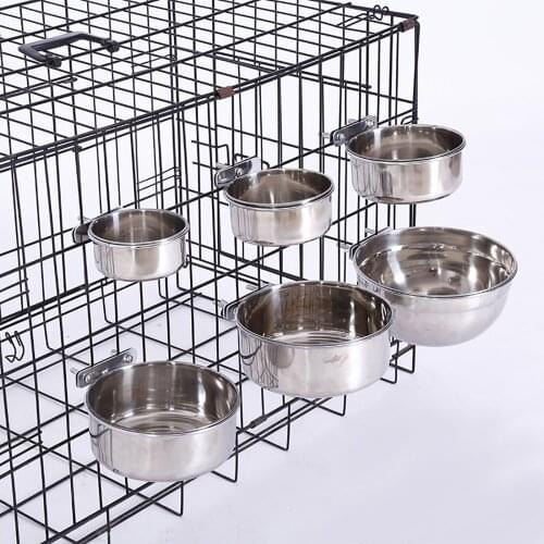 Stainless Steel Pet Hanging Bowl Can Hang Stationary Dog Cage Bowls Durable Small Large Dogs Feeder Water Food Bowl Pet Supplies