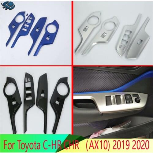 For Toyota C-HR CHR (AX10) 2019 2020 Car Accessories ABS Chrome Door Window Armrest Cover Switch Panel Trim Molding Garnish