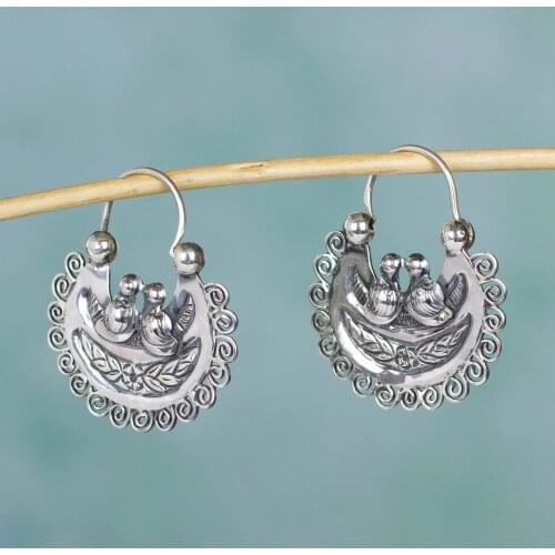 New fashion retro couple parrot bird kiss carved S925 Thai women engagement party earrings