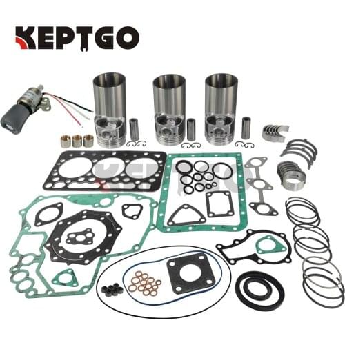 D722 Engine Rebuild Kit + Stop Solenoid 12V SA-4899-12 1756ES-12SULB1S5 For Kubota Engine Generator Tractor D722EBH D772B