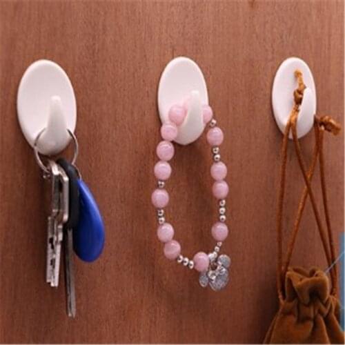 5pcs/Set Self Adhesive Clothes Hook Wall Door Holder Bathroom Towel Hanger Kitchen Bath White Wall Hanger Hooks