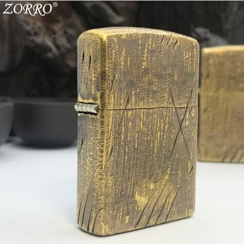 ZORRO Brass tool marks Kerosene gasoline petroleum oil cigarette lighter Unusual Retro men Smoking igniter Collect gift (no box)