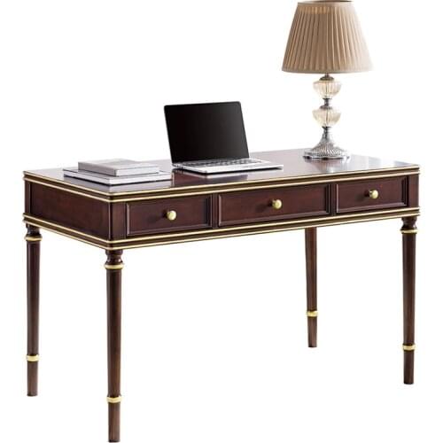 American Solid Wood Small Desk Beech Wood Light Luxury Three-drawing Computer Desk Simple Writing Desk