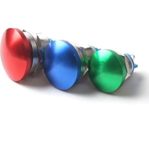 16/19/22mm metal push button switch stainless steel screw foot mushroom head button self-reset red green blue