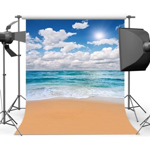 Mehofoto Summer Blue Sky Sea Wave Photography Backdrop Sandy Beach Background Photo Sutdio S-576