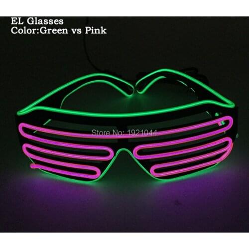 New arrilal Multicolor Flashing Sound activated EL Wire Glasses LED Neon Glowing Shutter Shaped Glasses For Festival Party Decor
