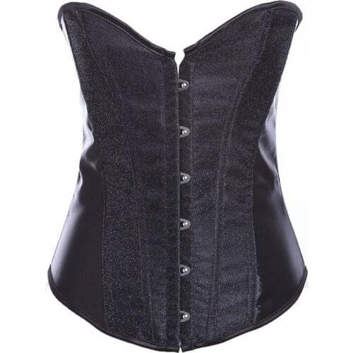 Wholesale Price Satin Waist Trainer Women Bustier Sequined Corset Fashion Corselet with T String Ovebust Shine Gorset Sexy