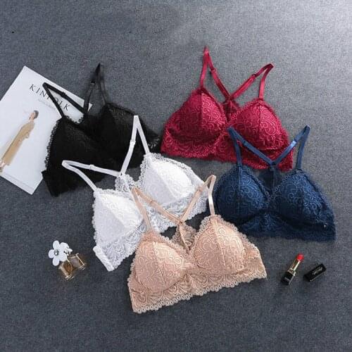 Floral Embroidery Sexy Bra Wire Free Y-line Straps Bra For Womens Underwear Summer Tops Seamless Bralette Brassiere Lingerie