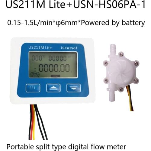 US211M Lite Portable Digital Flow Meter with USN-HS06PA 6mm OD hose barb Flow Sensor Isentrol Technology