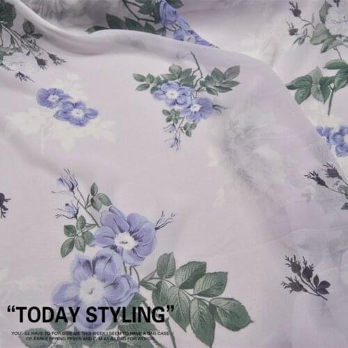 LEO&LIN Large Wide Light Purple Silk Georgette Chiffon Skirt Cheongsam Shirt Clothing Fabric DIY Patchwork Tissue