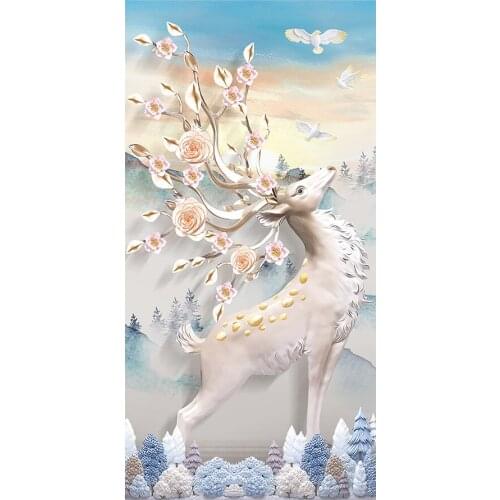 Modern Nordic Elk Diamond Painting Vertical Animal Scenic Round Full Drill Nouveaute DIY Mosaic Embroidery 5D Cross Stitch Gifts