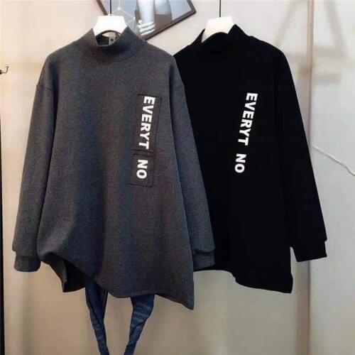 Large Plus Size Add Fleece Loose Girls Casual Women Clothes Turtleneck Tops Long Sleeve Warm Hoodies For Teen Lady Long Hoody