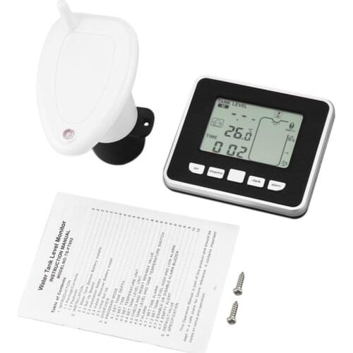 Ultrasonic Water Tank Liquid Depth Level Meter Sensor with Temperature Display Alarm Transmitter Measuring