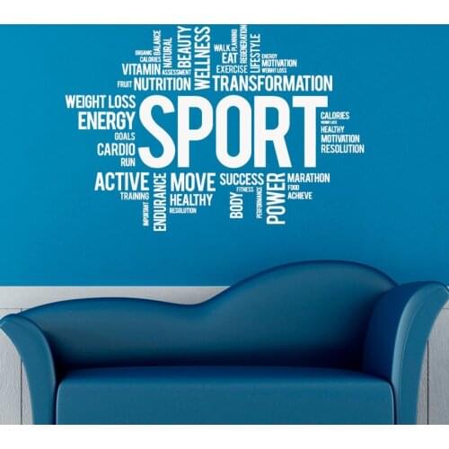 ZOOYOO Sport Gym Words Wall Decal Vinyl Sticker Fitness Waterproof Wall Stickers Art Design For Living Room Decor Decals