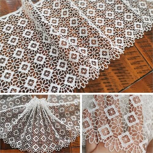 1Meter Lace Fabric Trim Off White Embroidered Water Soluble Ribbon Tape Decoration for Sewing DIY Craft Clothing Accessories
