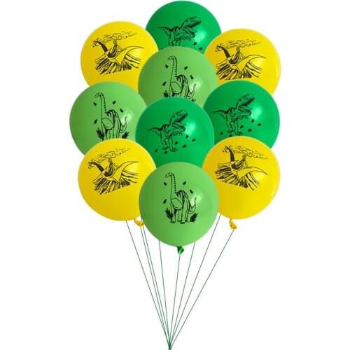 10pcs /lots Dinosaur Print Latex Balloon 10inch Black and Green Birthday Party Decorations Kids Baby Shower Boys Helium Balloons